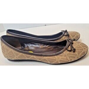 Lauren Ralph Lauren Minara ballet flats shoes brown signature jacquard size 5